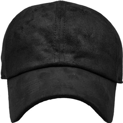 1 Pcs of 6 Panel Suede Dad Hat Baseball Classic Adjustable Soft Plain Cap (Black)
