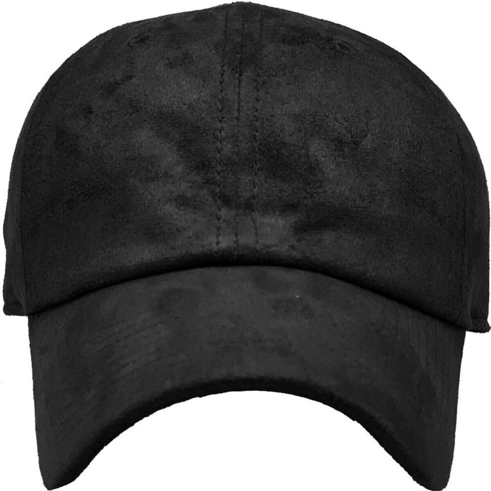 1 Pcs of 6 Panel Suede Dad Hat Baseball Classic Adjustable Soft Plain Cap (Black)