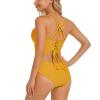 Upgraded One Piece Swimsuit Women - Tummy Control Bathing Suits, Unique Design Sexy Criss Cross Back, Ruched Swimwear view 2
