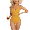 Upgraded One Piece Swimsuit Women - Tummy Control Bathing Suits, Unique Design Sexy Criss Cross Back, Ruched Swimwear view 3