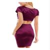 City Studio Womens Purple Cut Out Gathered Satin Plunge Pullover Style Short Sleeve V Neck Above The Knee Party Body Con Dress L view 2