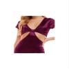 City Studio Womens Purple Cut Out Gathered Satin Plunge Pullover Style Short Sleeve V Neck Above The Knee Party Body Con Dress L view 3