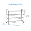 Bsetain Ball Storage Rack Organizer Double-Wide Rolling Ball Cart for Kindergarten/Garage, Heavy-Duty Stainless Steel Basketball Rack with Wheels, Holds 40 Balls view 3