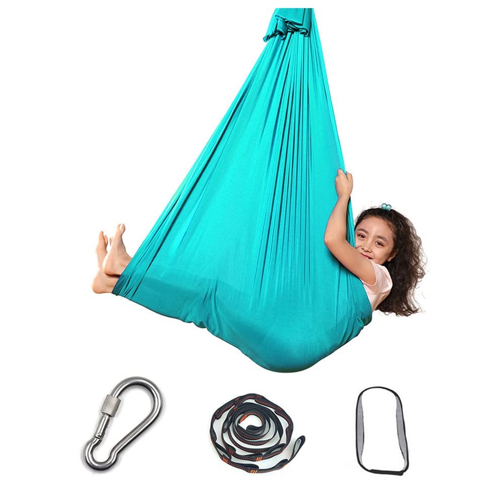 Aerial Yoga Swing Set, Aerial Yoga Hammock Flying Swing Anti-Gravity Yoga Belts for Yoga Training Yoga Belt Lightblue
