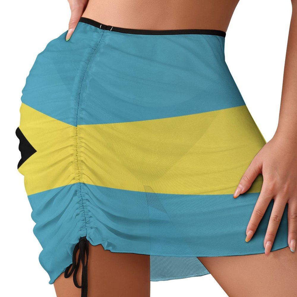 Adugen Origei Bahamas Flag Women's Beach Skirt Blouse Skirt Triangle Bathing Swimsuit Beach Party M