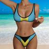 Adugen Origei Bikini Sets Bahamas Flag Women's Swimwear Cute Bathing Suit Ruched High Cut Swimsuit Summer 2XL view 2