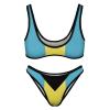 Adugen Origei Bikini Sets Bahamas Flag Women's Swimwear Cute Bathing Suit Ruched High Cut Swimsuit Summer 2XL view 4
