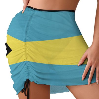 Adugen Origei Bikini Bahamas Flag Bathing Suit Women's Swimwear Beach Skirt Blouse Skirt Tummy Control Swimsuits S