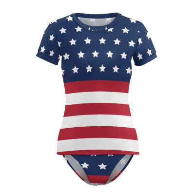 Adugen Origei American Flag Women's One-Piece Swimsuit Triangle Bathing Swimsuit Beach Party 2XL