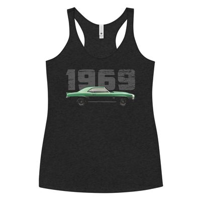 1969 Camaro SS Green Muscle Car Collector Classic Cars Women's Racerback Tank