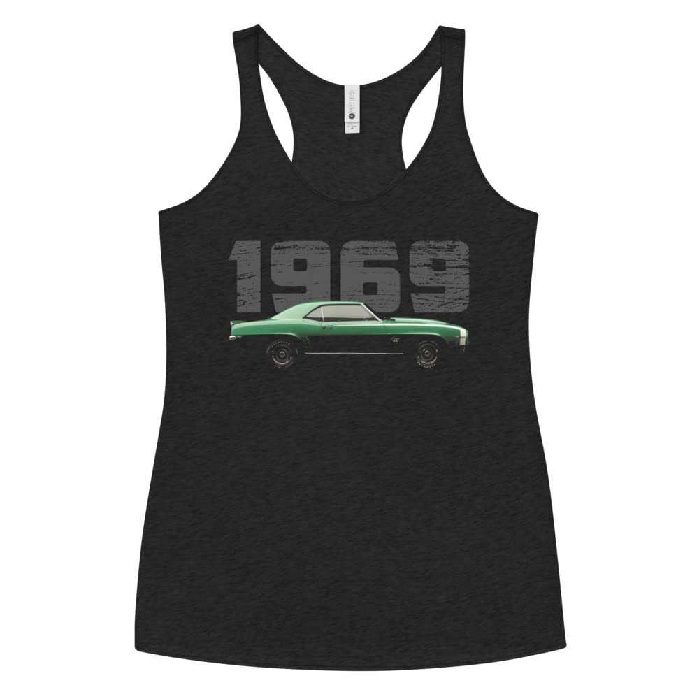1969 Camaro SS Green Muscle Car Collector Classic Cars Women's Racerback Tank