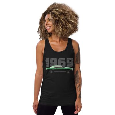 1969 Camaro SS Green Muscle Car Collector Classic Cars Tank Top