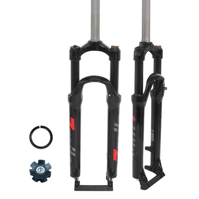 BOXKAT Mechanical Mountain Fork 26inch, Aluminum Alloy QR 9mm 1-1/8" Travel 100mm Shoulder Control Bike Front Forks 27.5/29" (Color : Red Label, Size : 29)