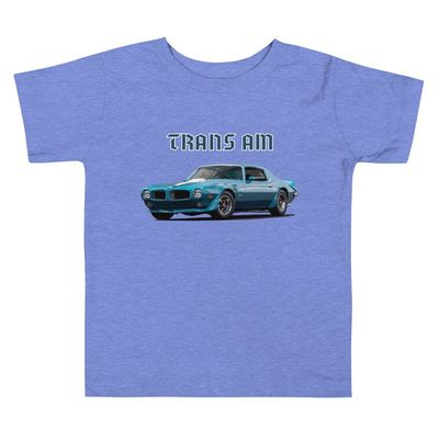 Blue 1971 Trans AM Firebird Muscle Car Graphic Tee Classic Cars Toddler Short Sleeve Tee