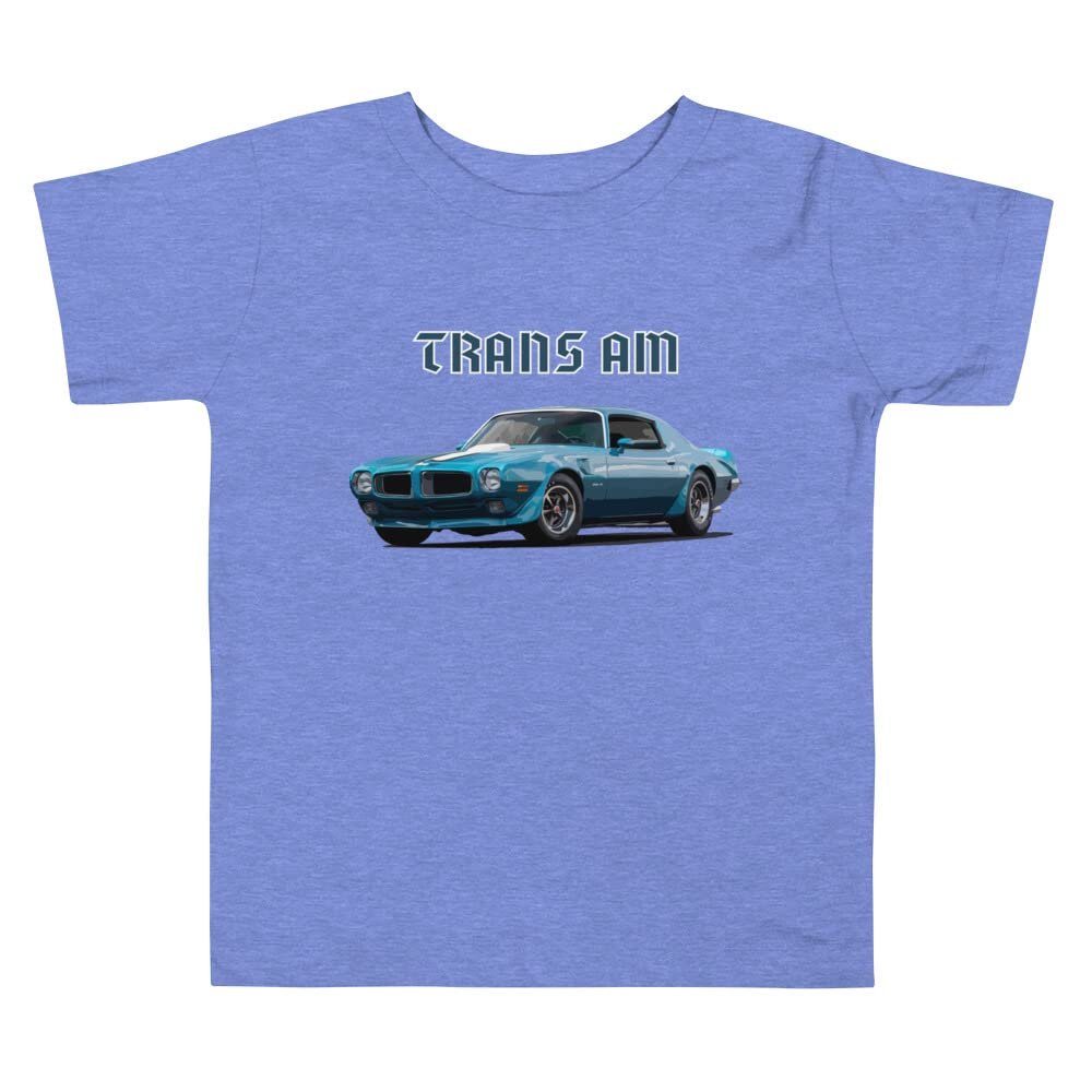 Blue 1971 Trans AM Firebird Muscle Car Graphic Tee Classic Cars Toddler Short Sleeve Tee