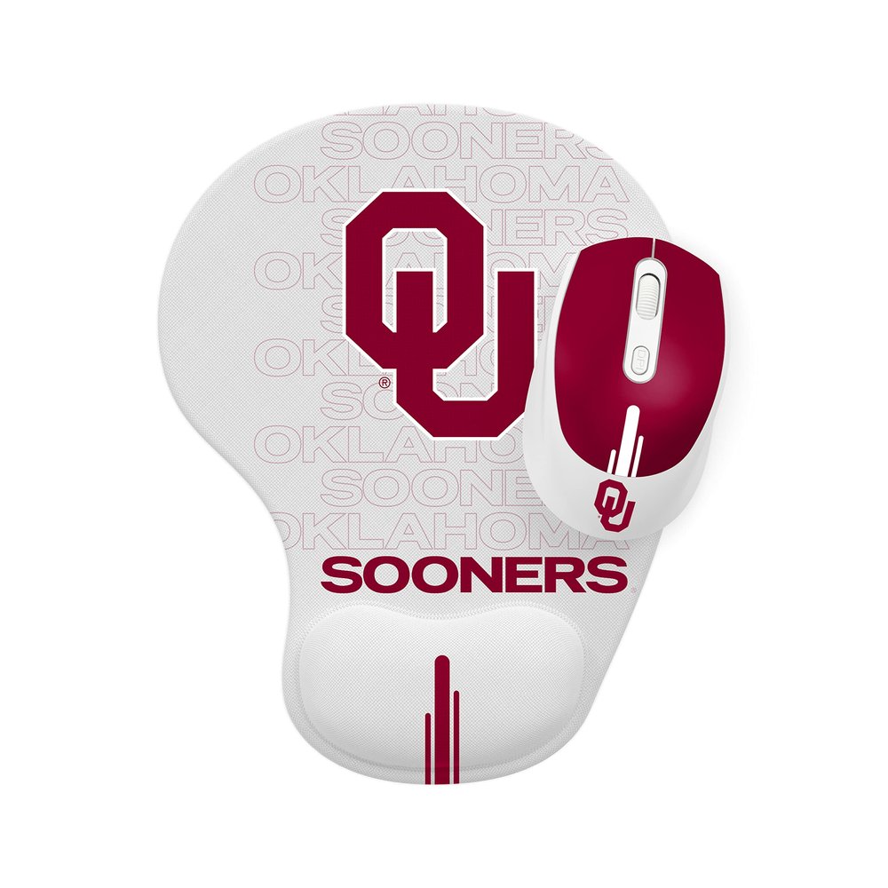 SOAR NCAA Wireless Mouse and Mouse Pad, Oklahoma Sooners