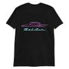 1957 Chevy Bel Air Pink Antique Classic Car Miami Beach Art Deco Theme Custom T-Shirt view 1