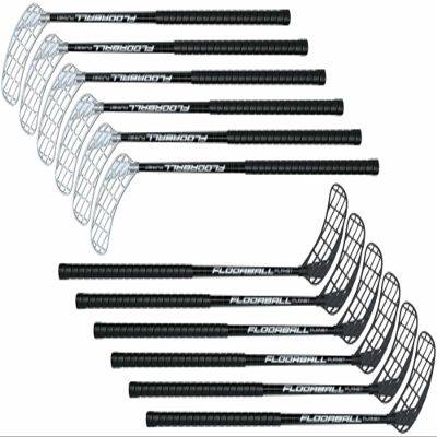 FBP School Floorball Stick Set of 12, 85 cm - 12 Floorball Sticks, 1/2 Black Blade, 1/2 Silver Blade, Sized for Middle School Players