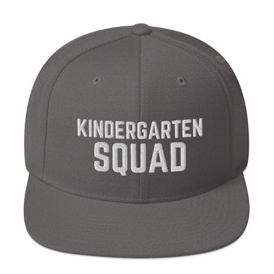 CreativeTees4You Kindergarten Squad - Snapback Hat, Kinder Teacher, Kindergarten Teacher, Teacher Appreciation Gift Dark Grey
