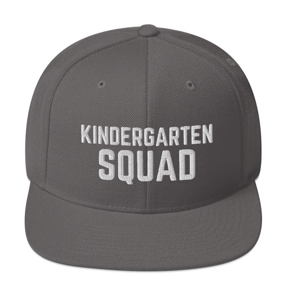 CreativeTees4You Kindergarten Squad - Snapback Hat, Kinder Teacher, Kindergarten Teacher, Teacher Appreciation Gift Dark Grey