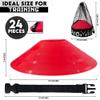 Disc Soccer Cones for Training Kids - 200,100,50 Small Plastic Cones for Sports Training - Flexible Conos for Soccer Practice Equipment, Basketball & Football Drills Equipment (Red - 24 Pack) view 2