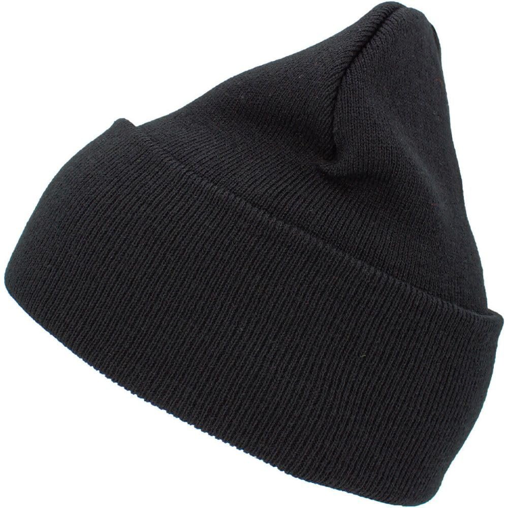 1 Pcs of Warm Winter Knit Cuff Beanie Cap Daily Ski Hat (Black)
