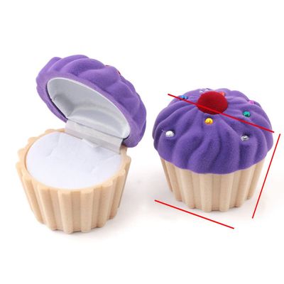 SAMEZA 1 Piece Velvet Jewelry Box Container Wedding Ring Box for Earrings Necklace Bracelet Display Gift Box Holder 16 styles,cake,purple