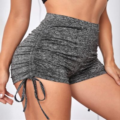ABZEKH Shorts for Women Shorts Women's Shorts Drawstring Knot Side Marled Shorts Shorts (Color : Gray, Size : Small)
