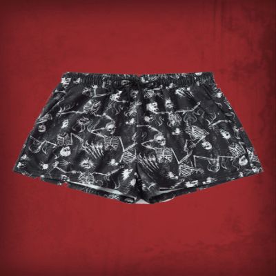 ABZEKH Shorts for Women Shorts Women's Shorts Skull Graphic Drawstring Shorts Shorts (Color : Black and White, Size : Large)