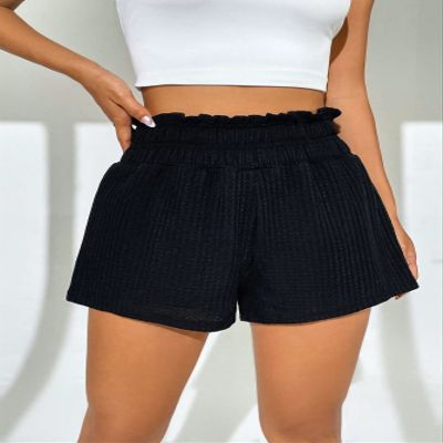 ABZEKH Shorts for Women Shorts Women's Shorts Paperbag Waist Solid Shorts Shorts (Color : Black, Size : X-Small)