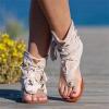 HINDOLA Flat Tassel Gladiator Sandals for Women Summer Casual Bohemian Back Strappy Fringe Sandal Clip Toe Beach Shoes T-Strap Roman Sandals Dressy Open-Toe Thong Sandals view 3