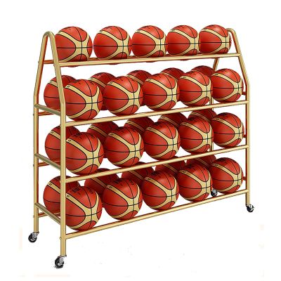 Ball Storage Rack Organizer Metal Large Capacity Basketball Cart Organizer Rack on Wheels, 4 Tier Rolling Freestanding Ball Storage Rack for School/Gym/Garage ( Color : White , Size : 120x38x112cm )