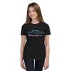 1955 Chevy Bel Air Antique Classic Car Miami Beach Art Deco Theme Custom Youth Short Sleeve T-Shirt Black view 1