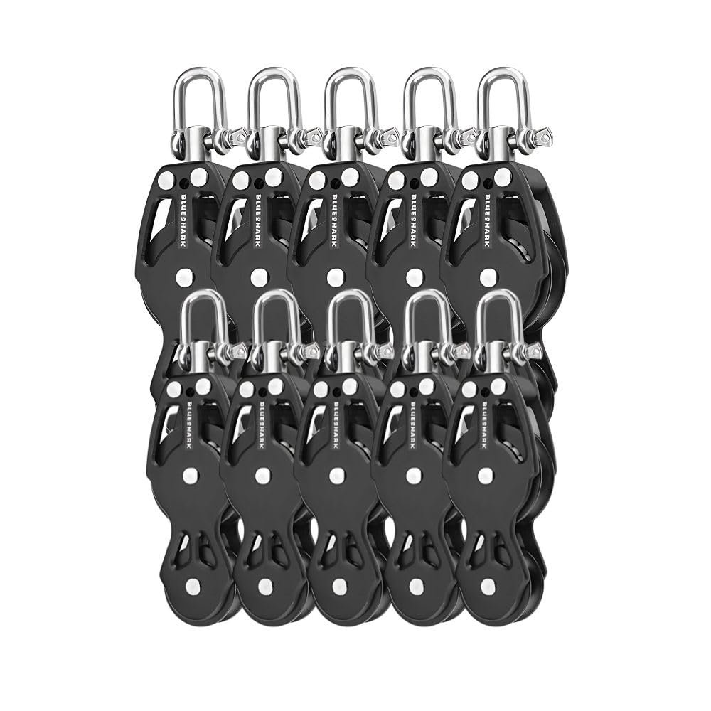 Blue Shark 2253-38 mm Single Fiddle Swivel Aluminum Sailing Block - Max Line: 3/8 (10 mm), Safe Working Load (SWL): 900 lbs, Breaking Load: 2200 lbs (10-Pack)