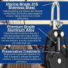 Blue Shark 2253-38 mm Single Fiddle Swivel Aluminum Sailing Block - Max Line: 3/8 (10 mm), Safe Working Load (SWL): 900 lbs, Breaking Load: 2200 lbs (10-Pack) view 4