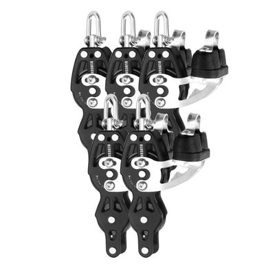 Blue Shark 2260-38 mm Single Swivel Fiddle Becket Adjustable Cam Aluminum Sailing Block - Max Line: 1/4 (6 mm), Safe Working Load (SWL): 900 lbs, Breaking Load: 2200 lbs (5-Pack)