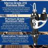 Blue Shark 2260-38 mm Single Swivel Fiddle Becket Adjustable Cam Aluminum Sailing Block - Max Line: 1/4 (6 mm), Safe Working Load (SWL): 900 lbs, Breaking Load: 2200 lbs (5-Pack) view 4