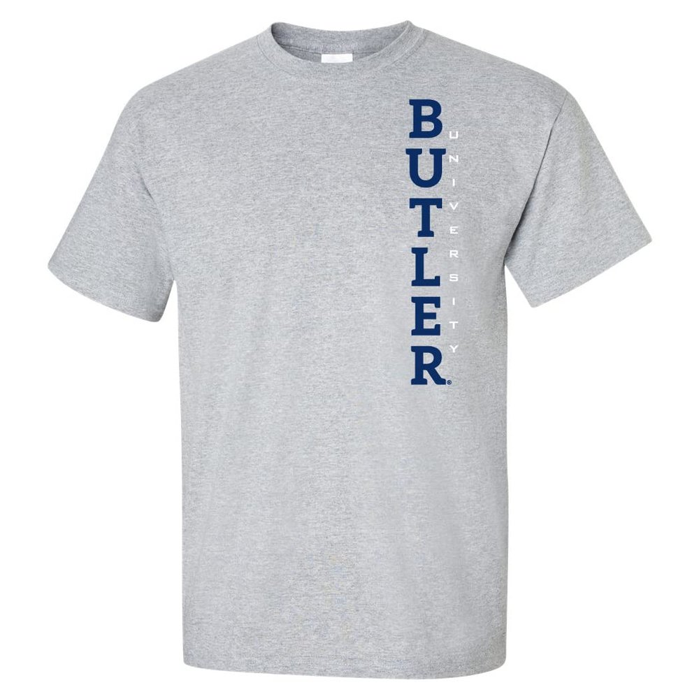 CornBorn Butler Bulldogs Shirt - Butler T-Shirt - Vertical BU - Gray - 2X-Tall