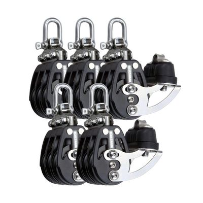 Blue Shark 2261-38 mm Fixed Triple Adjustable Cam Aluminum Sailing Block - Max Line: 1/4 (6 mm), Safe Working Load (SWL): 1700 lbs, Breaking Load: 3700 lbs (5-Pack)