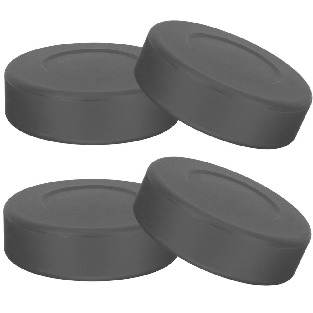 4-Pack Ice Hockey Pucks for Training and Practice - Durable Rubber Street Hockey Pucks for Kids and Youth, Ideal for Off-Ice, Driveway and Roller (Black)