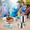 20PCS Camping Mess Kit Camping Dishes Set Stainless Steel Tableware Mess Kit Includes Plate Bowl Cup Spoon Fork Knife in Mesh Bags for Camping Backpacking & Hiking for 2 Person view 3