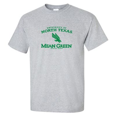 CornBorn North Texas Mean Green T Shirt - UNT Tshirt Man - North Texas Arch Primary Logo - Gray - 5X