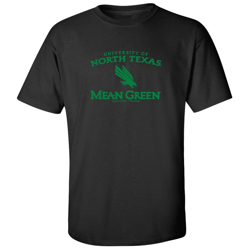 CornBorn UNT T Shirt Man - UNT Mean Green Shirt - North Texas Arch Primary Logo - Black - 5X