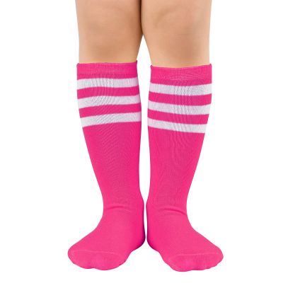 American Trends Toddler Soccer Baseball Socks Kids Knee High Athletic Socks Girls Tube Socks 1 Pack Peach Pink White 3-6 Years