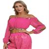 Agoky Women's Belly Dancing Crop Top Carnival Party Outfits Shiny Sequins Tops Beads Blouse Top Hot Pink One Size view 1