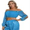 Agoky Women's Belly Dancing Crop Top Carnival Party Outfits Shiny Sequins Tops Beads Blouse Top SkyBlue One Size view 1