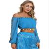 Agoky Women's Belly Dancing Crop Top Carnival Party Outfits Shiny Sequins Tops Beads Blouse Top SkyBlue One Size view 4
