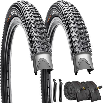 SIMEIQI 2 Pack 26"x1.95" Inch 60TPI Bike Tires with or Without Inner Tubes and Levers for Mountain Replacement City Road Trails Bicycle Tires (26X1.95-2 Tires 2 Tubes 2 Levers)