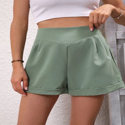 AMDMG Shorts for Women Shorts Women's Shorts Solid Wide Leg Shorts Shorts (Color : Army Green, Size : X-Large)