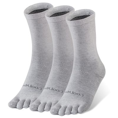 OrrinSports Toe Socks Liner Crew Socks for Men Women Cool-max Five Finger Sock 3 Pairs Running Sock